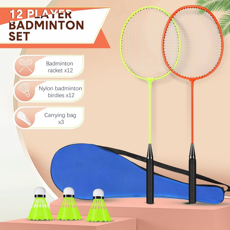 Chitidr 12 Pack Badminton Rackets Set Including Badminton Racquets, Nylon Shuttlecocks and Carry Bag for Outdoor Backyard Games Beginners - Image 3
